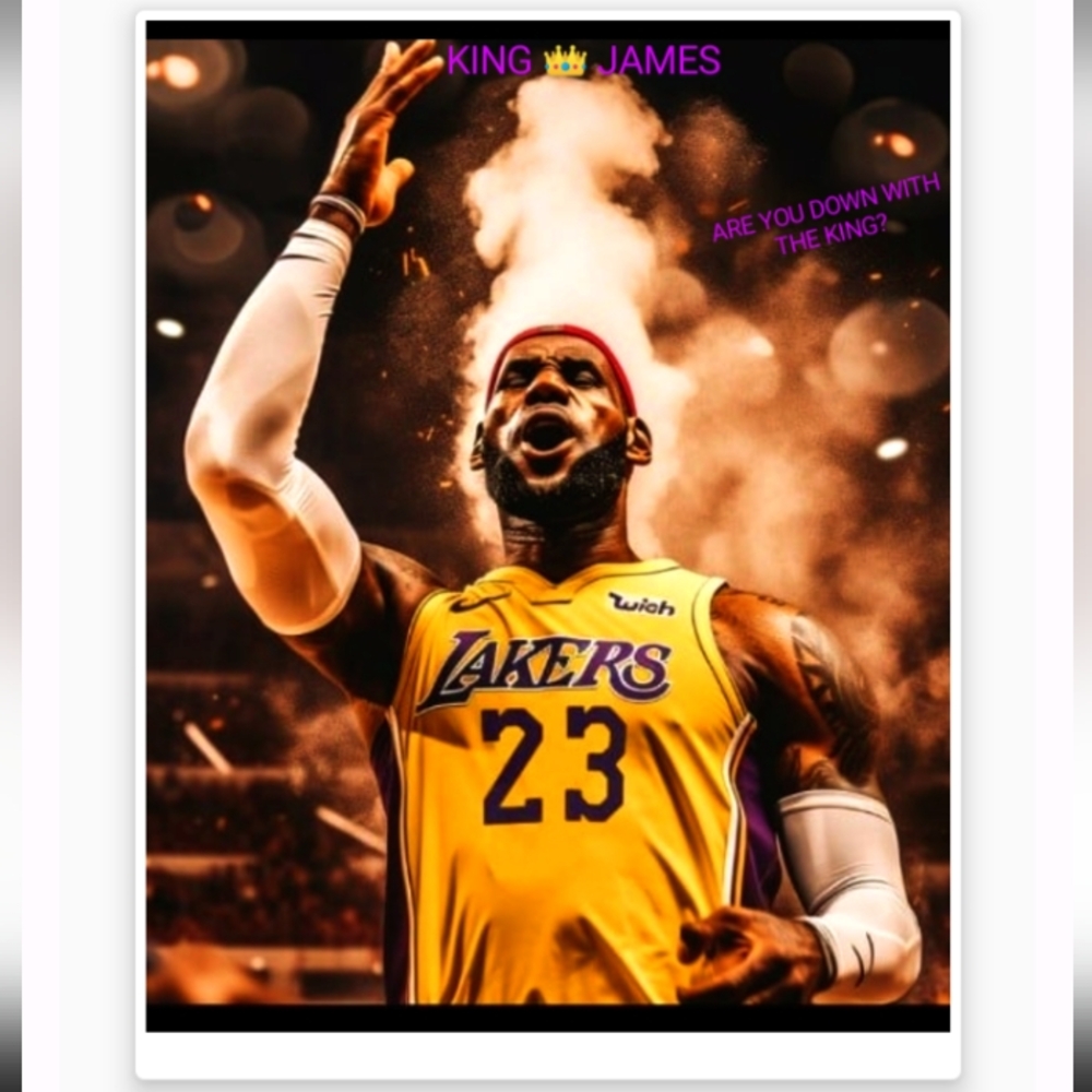 NEW!💯 LEBRON JAMES LAKERS CHALK TOSS SELF CREATED 8.5x11 ULTRA GLOSSY POSTER!🤩